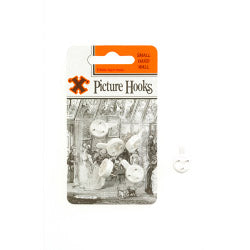 Hard Wall Picture Hooks - White (Blister Pack) - Small
