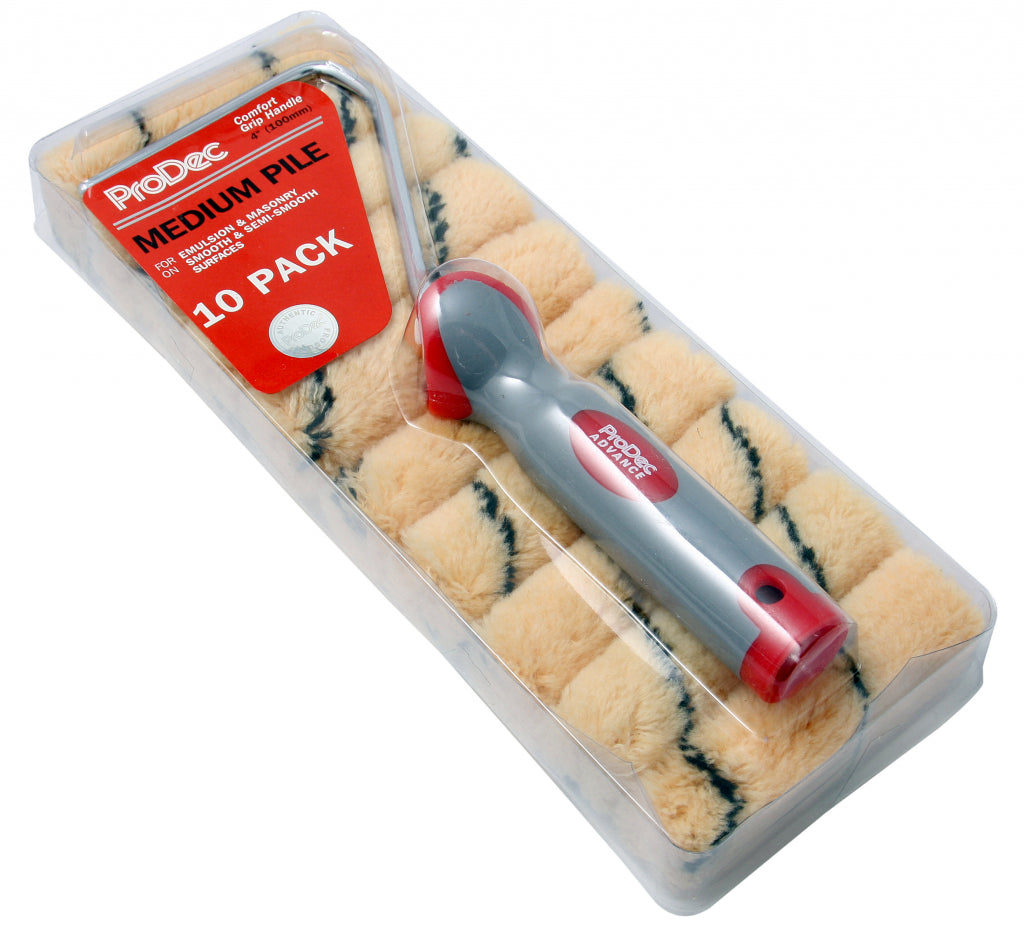 4" Medium Pile Mini Roller & Frame - Pack 10