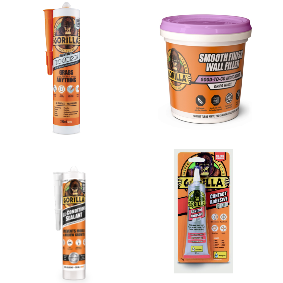 Gorilla Decorator's Kit – Grab Adhesive, Wall Filler, Sealant & Contact Adhesive Bundle