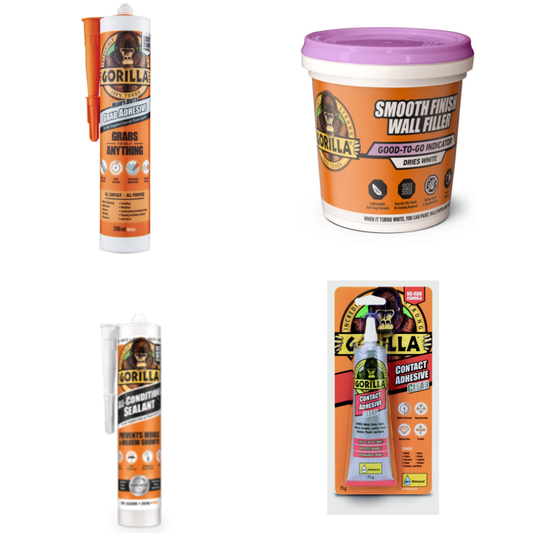 Gorilla Decorator's Kit – Grab Adhesive, Wall Filler, Sealant & Contact Adhesive Bundle