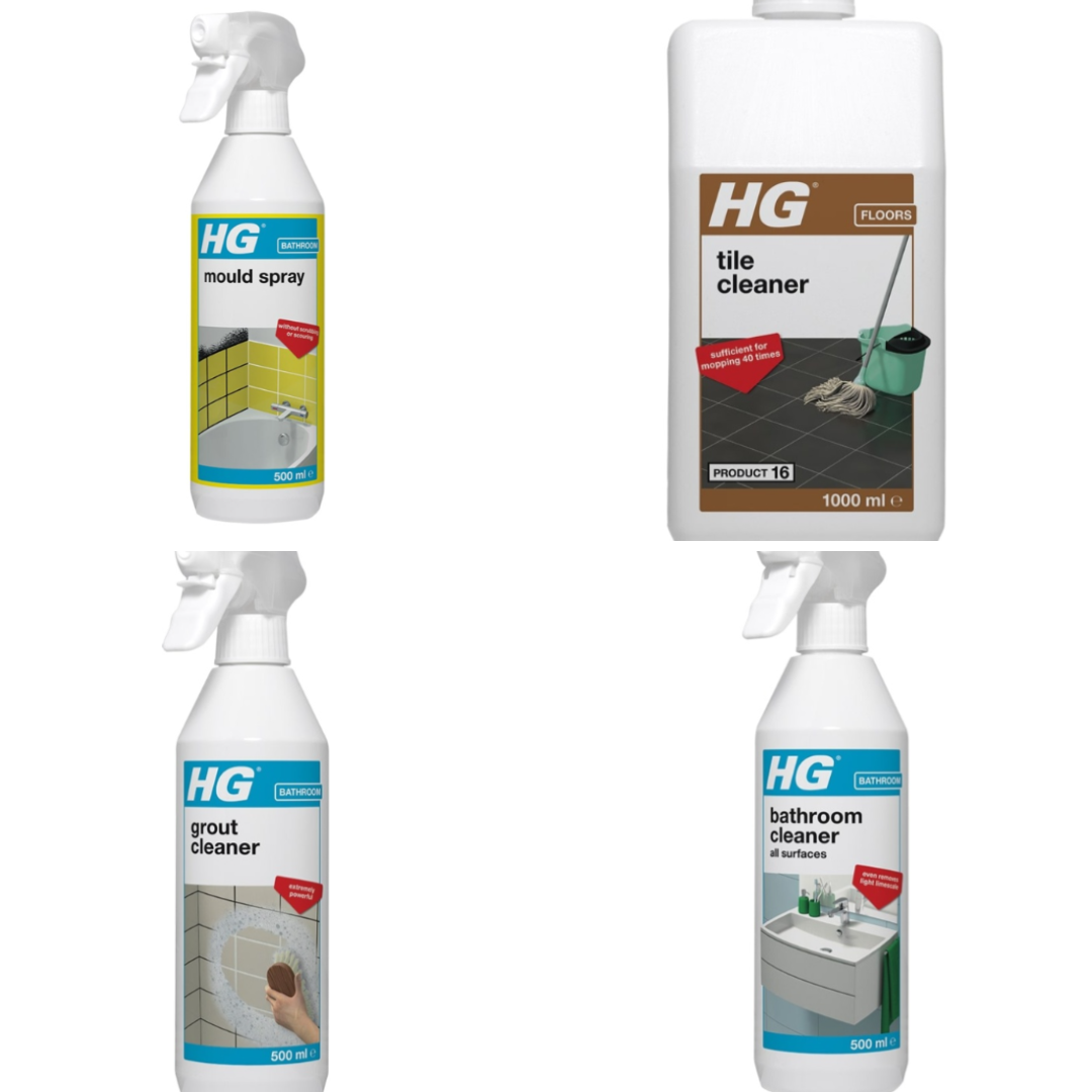 HG Tile & Grout Deep Clean Kit – Grout Cleaner, Tile Cleaner, Mould Spray & Bathroom Cleaner Bundle