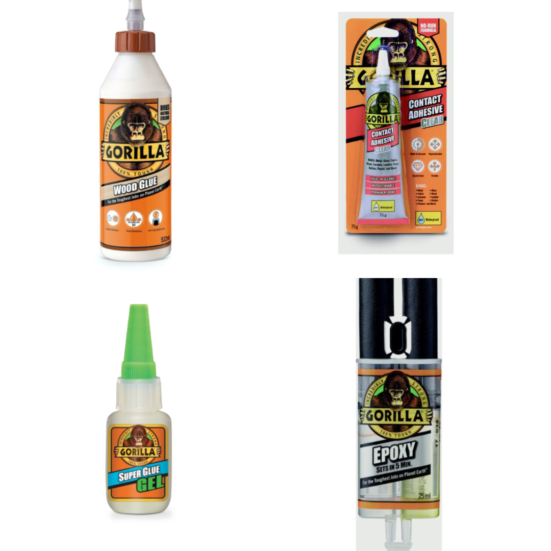 Gorilla Woodworker's Glue Pack – Wood Glue, Epoxy, Super Glue Gel & Contact Adhesive Bundle