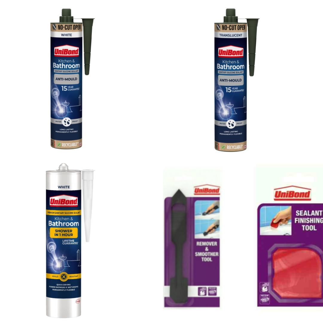 UniBond Complete Bathroom Renovation Kit – Anti Mould Sealant, Bath Sealant, Smoother & Finishing Tool