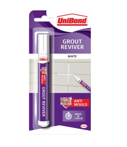 UniBond Tile & Grout Refresh Kit – Grout Reviver Pen, Anti Mould Sealant, Remover & Finishing Tool