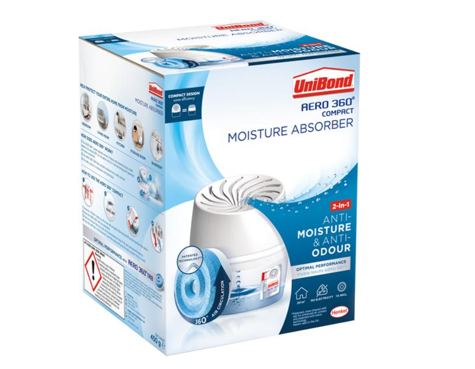 UniBond Aero 360 Moisture Control Bundle – Compact Moisture Absorber Device & 2 Refills